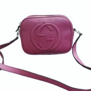 Gucci Pebbled Calfskin Children's Mini Soho Disco
Messenger Bag Peonia Flower